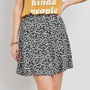 Ditzy Floral Button Front Skirt